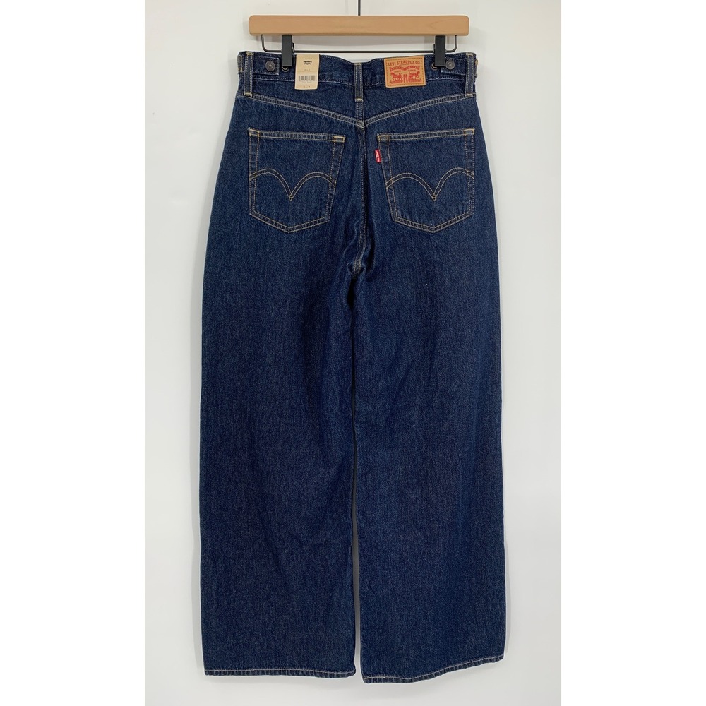 Levis Cinch Baggy Jeans Women 28 Blue Wide Leg Dark Wash Cotton Denim Pants NEW - Picture 2 of 10